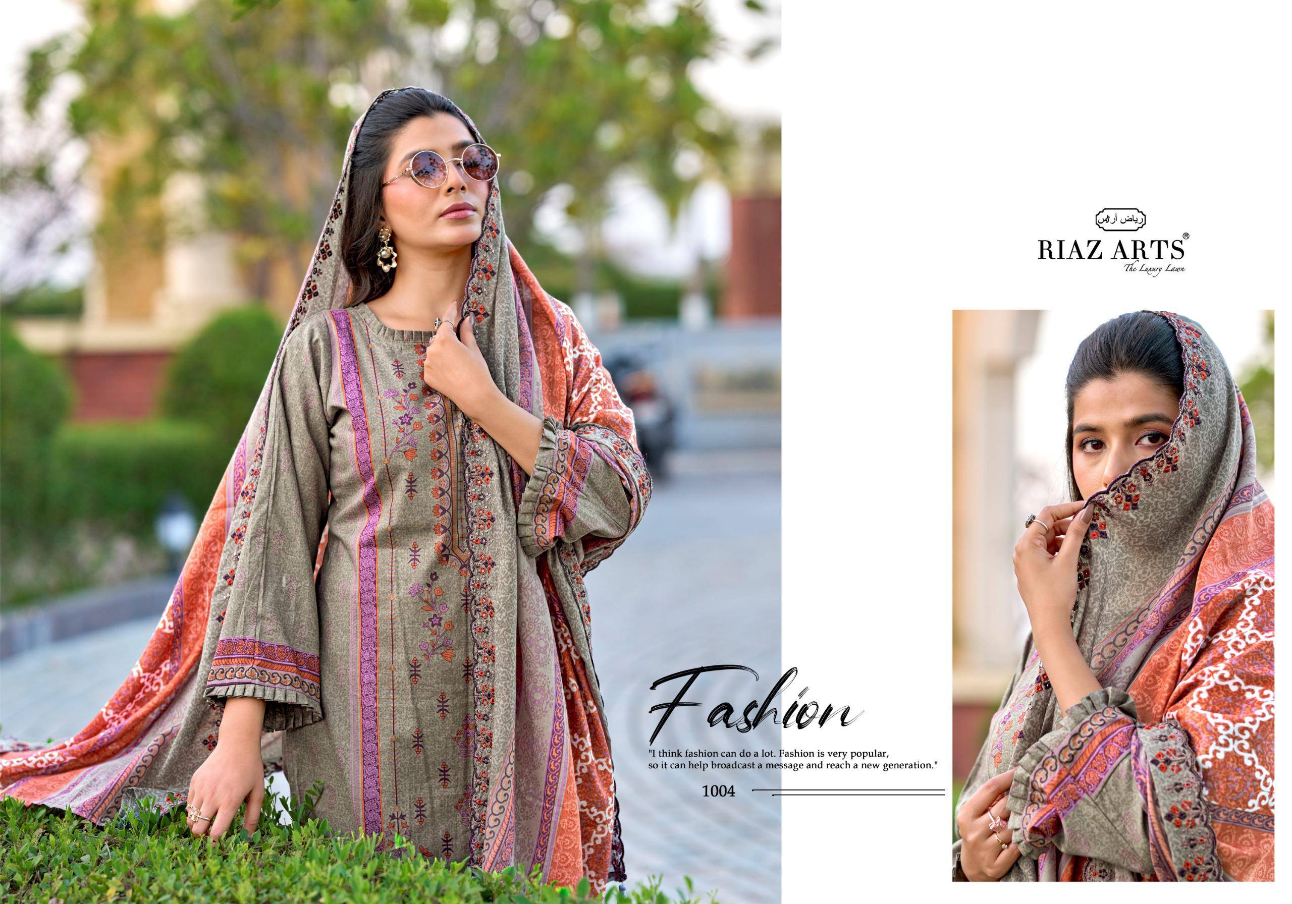 BIN SAEED BY RIAZ ARTS PRINTS 1001 TO 1006 SERIES Pakistani Stylish Embroidered COTTON CAMRIC Dresses At Wholesale Price